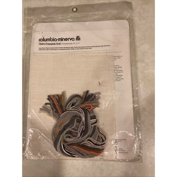 Vtg Columbia Minerva Cat Kitten Crewel Embroidery Kit Chessie 14x11 1976 Cottage - Picture 2 of 4